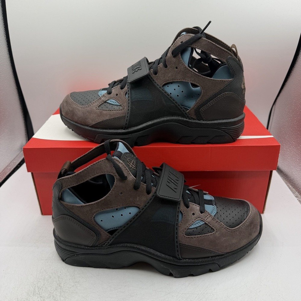 Nike Air Trainer Huarache Shoes Mens Sz 11 Baroque Brown Smokey Blue IB0497-001
